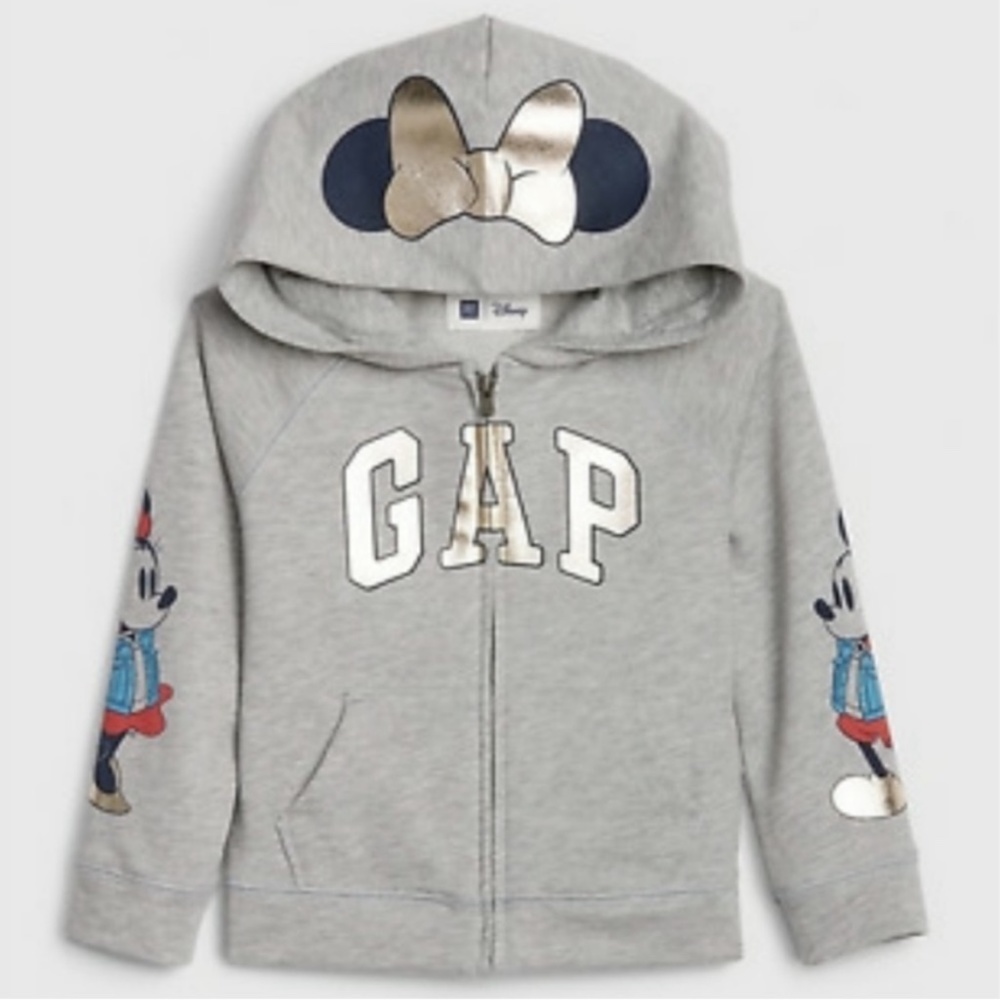 Gap Disney Minnie Mouse Bow Hooded Zipper Sweatshirt 3T